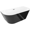 Mexen Oval Slim laisvai pastatoma praustuvė prie sienos 170 x 80 cm, balta/juoda, juodas perpildymas - 526817-70