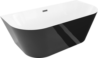 Mexen Oval Slim laisvai pastatoma vonia prie sienos 170 x 80 cm, balta/juoda, juodas persipylimas - 52661708075-70