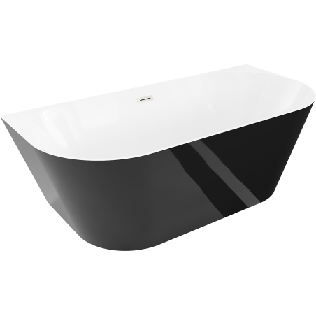 Mexen Oval Sim laisvai stovinti prie sienos vonia 170 x 80 cm, balta/juoda, šlifuotas nikelis - 52661708075-97