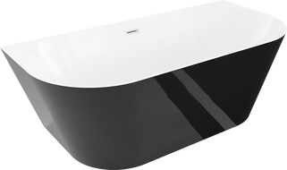Mexen Oval Slim laisvai stovinti prie sienos vonia 170 x 80 cm, balta/juoda, šlifuoto nikelio perpylimas - 52661708075-97