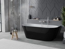 Mexen Oval Sim laisvai stovinti prie sienos vonia 170 x 80 cm, balta/juoda, šlifuotas nikelis - 52661708075-97