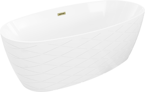 Mexen Olea laisvai stovinti vonia, modelis 170 x 80 cm, balta, auksinis persipylimas - 52821708000-50