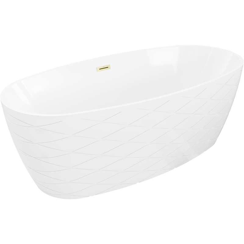 Mexen Olea laisvai stovinti vonia modelis 170 x 80 cm, balta, perpylimas auksinis šlifuotas - 52821708000-55