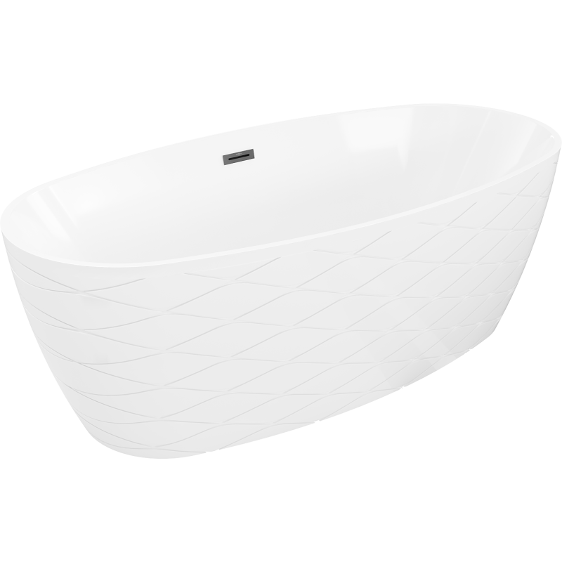 Mexen Olea laisvai pastatoma vonia, raštas 170 x 80 cm, balta, juoda perpylimo anga - 52821708000-70