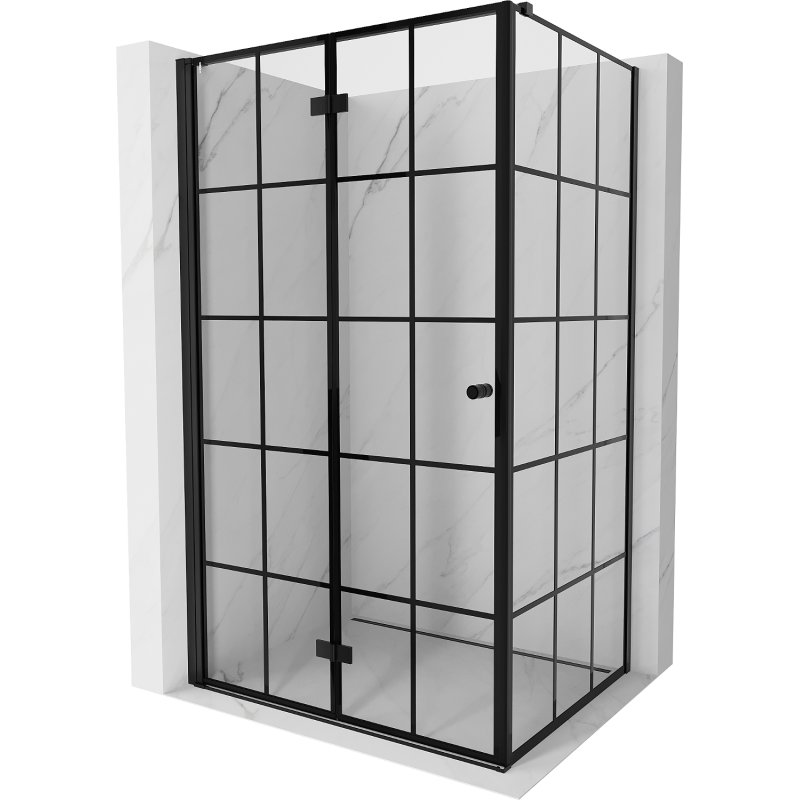 Mexen Mist-F T sulankstoma dušo kabina kairė 90 x 70 cm, juoda grotelė, juoda - 8A6T-090-070-70-77-L