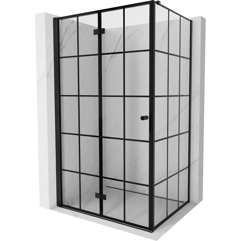 Mexen Mist-F T sulankstoma dušo kabina kairė 70 x 80 cm, juodas tinklelis, juoda - 8A6T-070-080-70-77-L