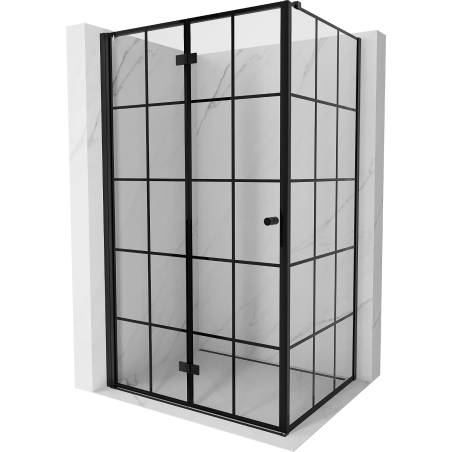 Mexen Mist-F T sulankstoma dušo kabina kairė 90 x 80 cm, juoda tinklelis, juoda - 8A6T-090-080-70-77-L