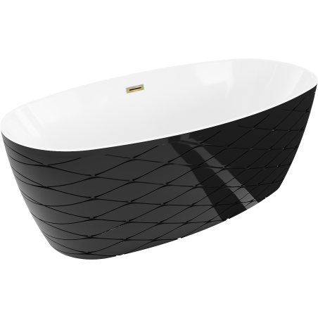 Mexen Olea laisvai stovinti vonia, dizainas 170 x 80 cm, balta/juoda, auksinė perpildymo anga - 52821708075-50