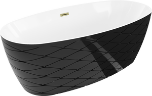 Mexen Olea laisvai stovinti vonia, dizainas 170 x 80 cm, balta/juoda, auksinė perpildymo anga - 52821708075-50