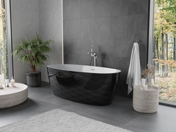 Mexen Olea laisvai stovinti vonia 170 x 80 cm, balta/juoda, perpylimas gun gray šlifuotas - 52821708075-66