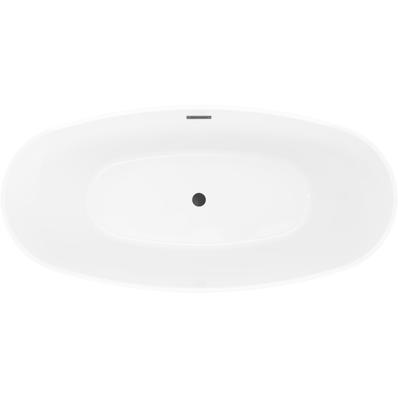 Mexen Olea laisvai stovinti vonia, modelis 170 x 80 cm, balta/juoda, juoda persipylimo anga - 52821708075-70