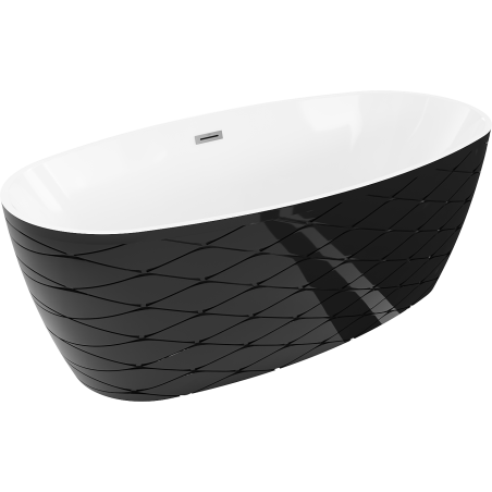 Mexen Olea laisvai stovinti vonia, modelis 170 x 80 cm, balta/juoda, perpylimas gun metal - 52821708075-95