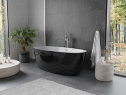 Mexen Olea laisvai pastatoma vonia modelis 170 x 80 cm, balta/juoda, perpylimas gun metal - 52821708075-95