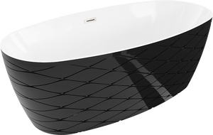 Mexen Olea laisvai pastatoma vonia 170 x 80 cm, balta/juoda, nikelio šepetėlis - 52821708075-97