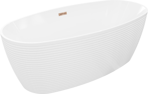 Mexen Lira laisvai pastatoma vonia, raštas 170 x 80 cm, balta, perteklinė vandens išleidimo anga rožinė aukso - 52831708000-60