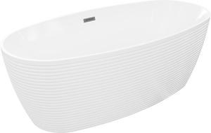 Mexen Lira laisvai pastatoma vonia, raštas 170 x 80 cm, balta, persipylimas gun metal - 52831708000-95