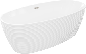 Mexen Lira laisvai pastatoma vonia, raštas 170 x 80 cm, balta, perpylimas šlifuotas nikelis - 52831708000-97