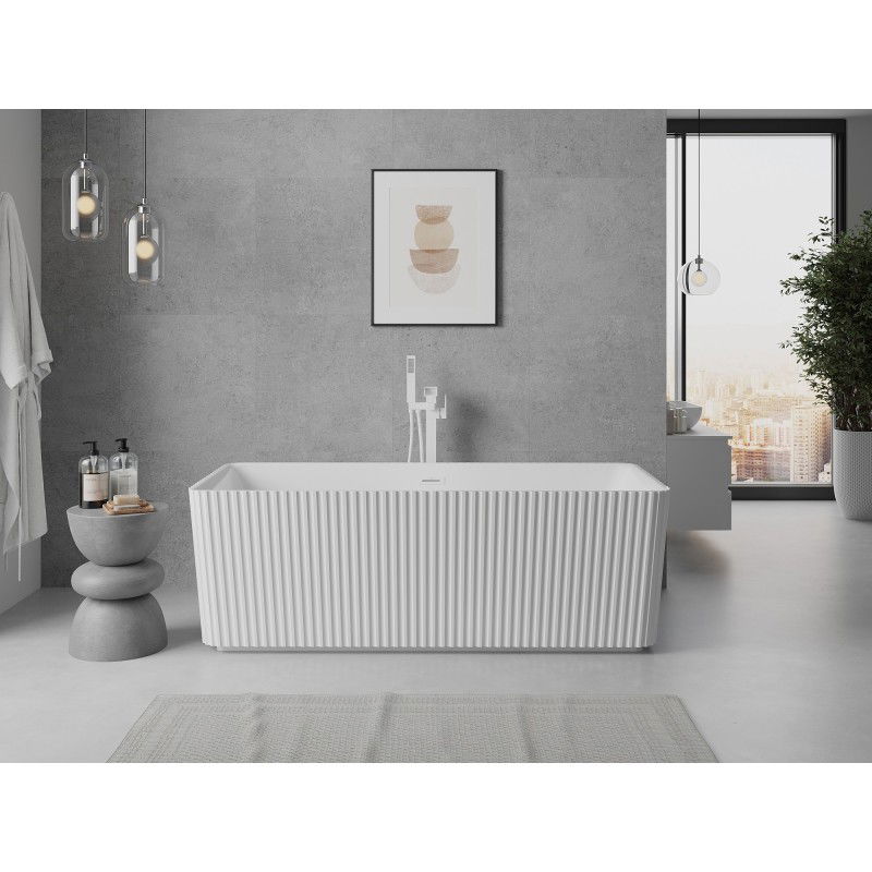 Mexen Nila laisvai pastatoma rifliuota 170 x 75 cm, balta, baltas persipylimas - 52841708000-20