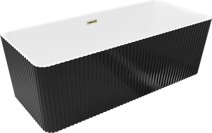Mexen Nila laisvai pastatoma banguota vonia 170 x 75 cm, balta/juoda, persipylimas auksinis - 52841708075-50