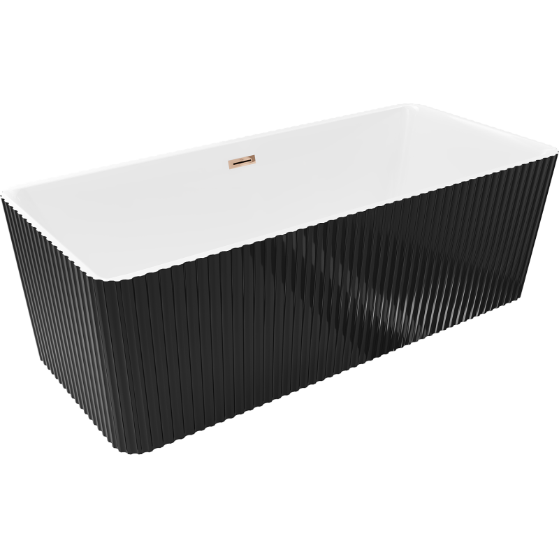 Mexen Nila laisvai pastatoma gulsčios vonia 170 x 75 cm, balta/juoda, perpildymas rožinis auksas - 52841708075-60
