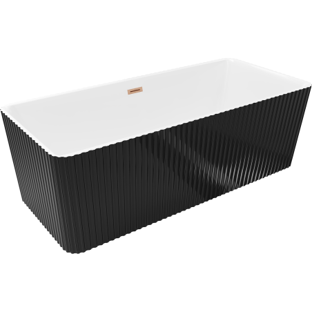 Mexen Nila laisvai stovinti rifliuota vonia 170 x 75 cm, balta/juoda, šlifuotas vario perpylimas - 52841708075-65