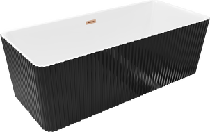 Mexen Nila laisvai stovinti rifliuota vonia 170 x 75 cm, balta/juoda, šlifuotas vario perpylimas - 52841708075-65
