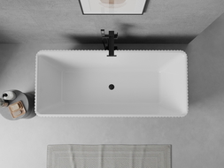 Mexen Nila laisvai stovinti rifliuota vonia 170 x 75 cm, balta/juoda, juoda perpylimo anga - 52841708075-70