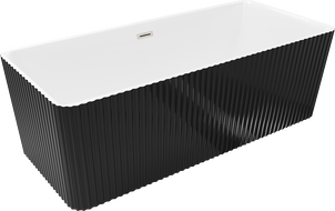 Mexen Nila laisvai pastatoma vonia 170 x 75 cm, balta/juoda, šepečiu nikelis - 52841708075-97