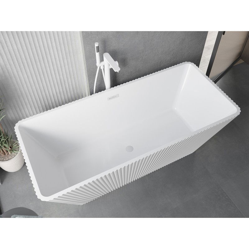 Mexen Tava laisvai stovinti rifliuota vonia 170 x 75 cm, balta, balta pabloškimo anga - 52851707500-20