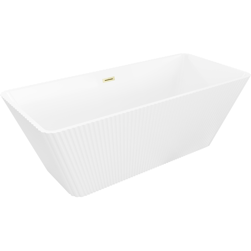 Mexen Tava laisvai stovinti vonia, rifliuota 170 x 75 cm, baltos spalvos, auksinė šlifuota perpildymo skylė - 52851707500-55