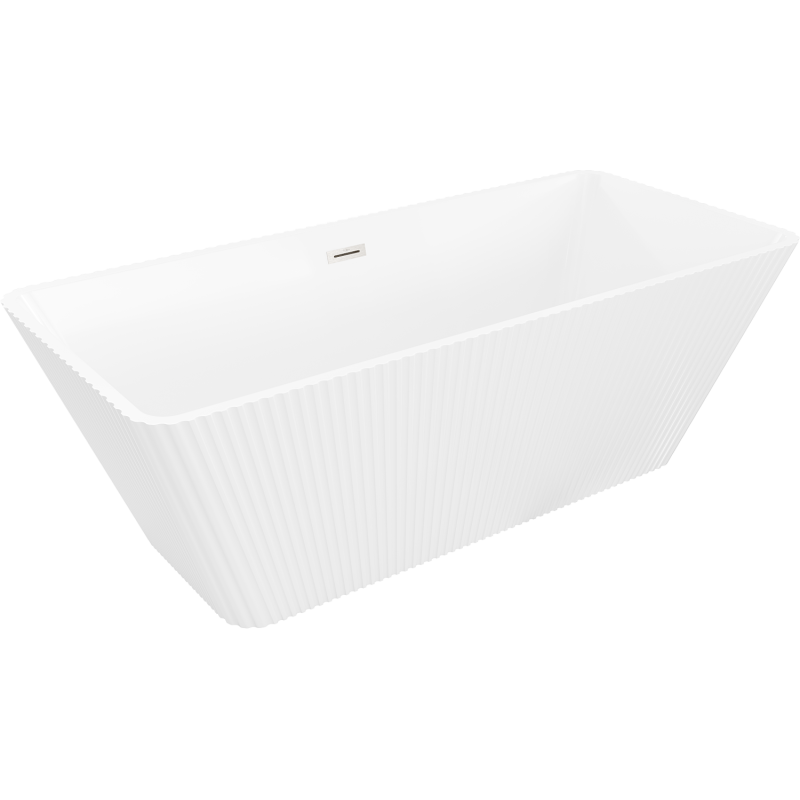 Mexen Tava laisvai pastatoma rifliuota vonia 170 x 75 cm, balta, šlifuoto nikelio perpylimas - 52851707500-97