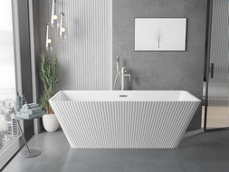 Mexen Tava frezuota laisvai pastatoma vonia 170 x 75 cm, balta, perpjova šlifuotas nikelis - 52851707500-97