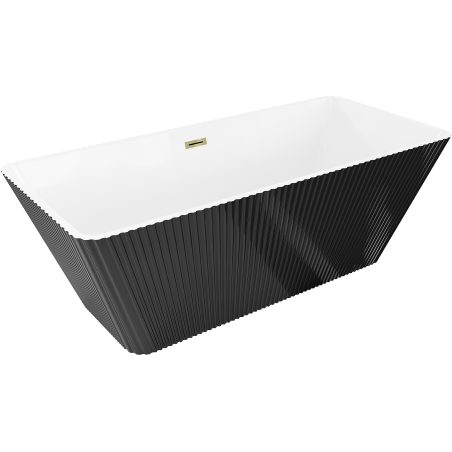 Mexen Tava laisvai stovinti rifliuota vonia 170 x 75 cm, balta/juoda, atbulas vožtuvas auksinis - 52851707575-50