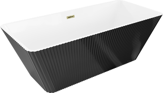Mexen Tava laisvai stovinti rifliuota vonia 170 x 75 cm, balta/juoda, atbulas vožtuvas auksinis - 52851707575-50