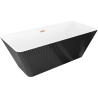 Mexen Tava laisvai pastatoma vonia su grioveliais 170 x 75 cm, balta/juoda, matinis varinis perpildymas - 52851707575-65