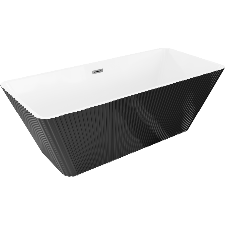 Mexen Tava rifliuota laisvai stovinti vonia 170 x 75 cm, balta/juoda, perpildymo angos pilka šepečio danga - 52851707575-66