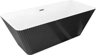 Mexen Tava laisvai pastatoma rifliuota vonia 170 x 75 cm, balta/juoda, persipylimas gun metal - 52851707575-95