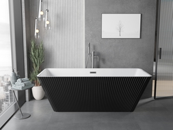 Mexen Tava rifliuota laisvai stovinti vonia 170 x 75 cm, balta/juoda, perleidžianti ginklų metalą - 52851707575-95