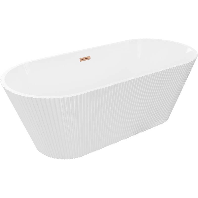Mexen Yara laisvai statoma rifliuota vonia 170 x 75 cm, balta, šlifuotas varis - 52861707500-65
