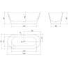 Mexen Yara laisvai pastatoma dryžuota vonia 170 x 75 cm, balta, perpylimas gun gray šlifuotas - 52861707500-66