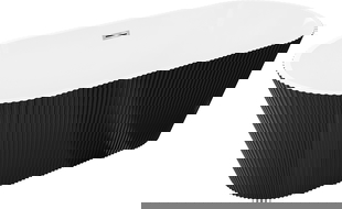 Mexen Yara laisvai pastatoma rifliuota vonia 170 x 75 cm, balta/juoda, perpildymu chromuota - 52861707575-01