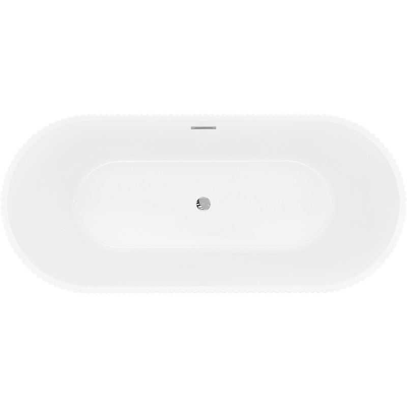 Mexen Yara laisvai pastatoma rifliuota vonia 170 x 75 cm, balta/juoda, perpildymu chromuota - 52861707575-01