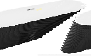 Mexen Yara laisvai stovinti vonia rifliuota 170 x 75 cm, balta/juoda, persipylimo anga auksinė matinė - 52861707575-55