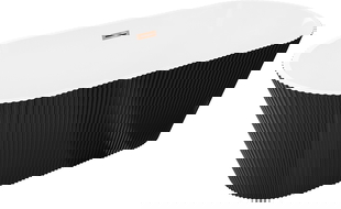 Mexen Yara laisvai stovinti vonia briaunuota 170 x 75 cm, balta/juoda, persipylimas rožinis auksas - 52861707575-60