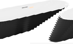 Mexen Yara laisvai pastatoma vonia su grioveliais 170 x 75 cm, balta/juoda, perpylimas gun gray šlifuotas - 52861707575-66