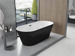 Mexen Yara laisvai pastatoma rifliuota vonia 170 x 75 cm, balta/juoda, juodas perpylimas - 52861707575-70