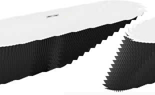 Mexen Yara laisvai pastatoma rifliuota vonia 170 x 75 cm, balta/juoda, šlifuotas nikelis perteklius - 52861707575-97