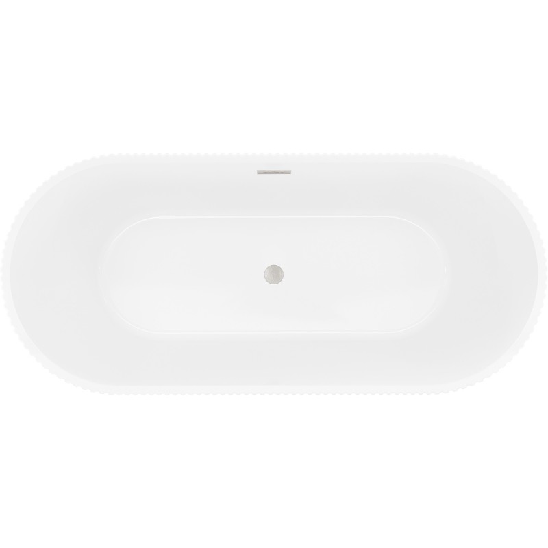 Mexen Yara laisvai pastatoma rifliuota vonia 170 x 75 cm, balta/juoda, šlifuotas nikelis perteklius - 52861707575-97