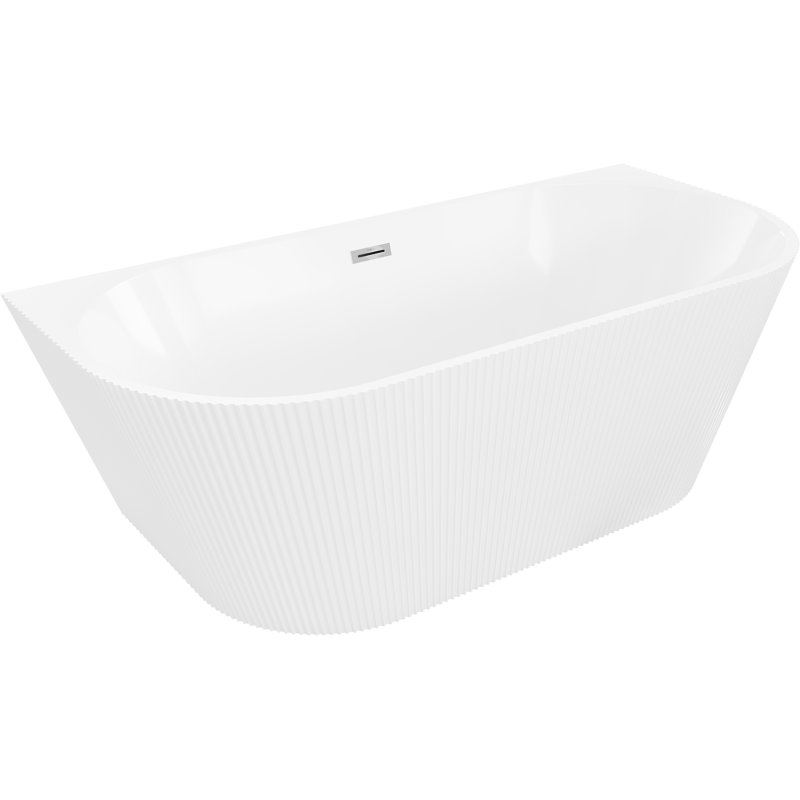 Mexen Oris laisvai pastatoma prie sienos rifliuota vonia 150 x 75 cm, balta, chromuotas persipylimas - 52871507500-01