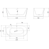 Mexen Oris laisvai pastatoma prie sienos rifliuota vonia 150 x 75 cm, balta, baltas išleidimo perpylimas - 52871507500-20